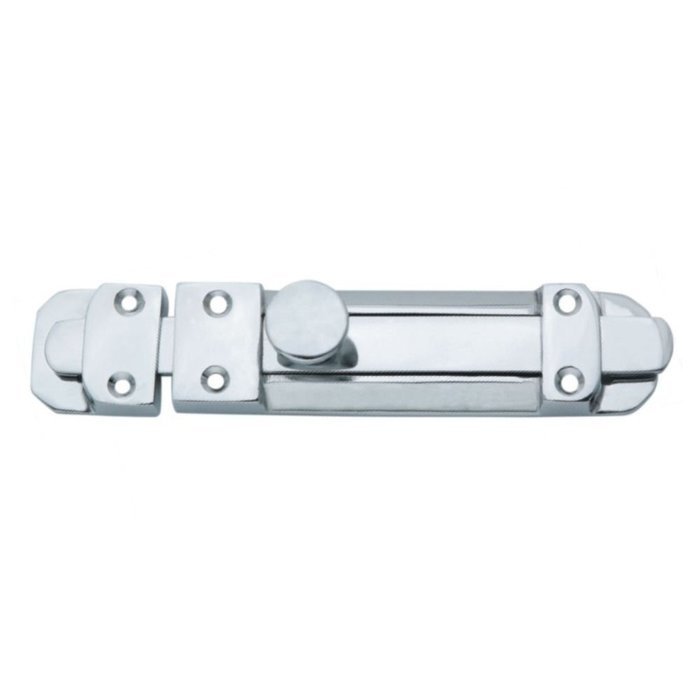 4 Satin CHROME Flat Slide Door Bolt 100mm with Keep and screws by HERITAGE BRASS