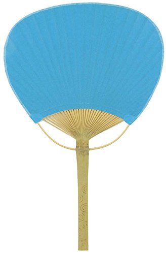 9" Turqouise Paddle Chinese Paper Hand Fan for Weddings