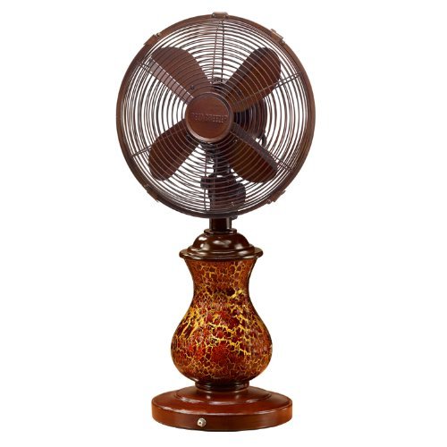 Deco Breeze DBF0672 Glass Table Fan, Rustic Crackle, 10-Inch N2