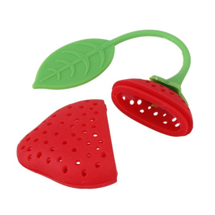 Silicone Strawberry Tea Leaf Strainer Tea Herbal Ball Filter Infuser Pack of 10 (red)