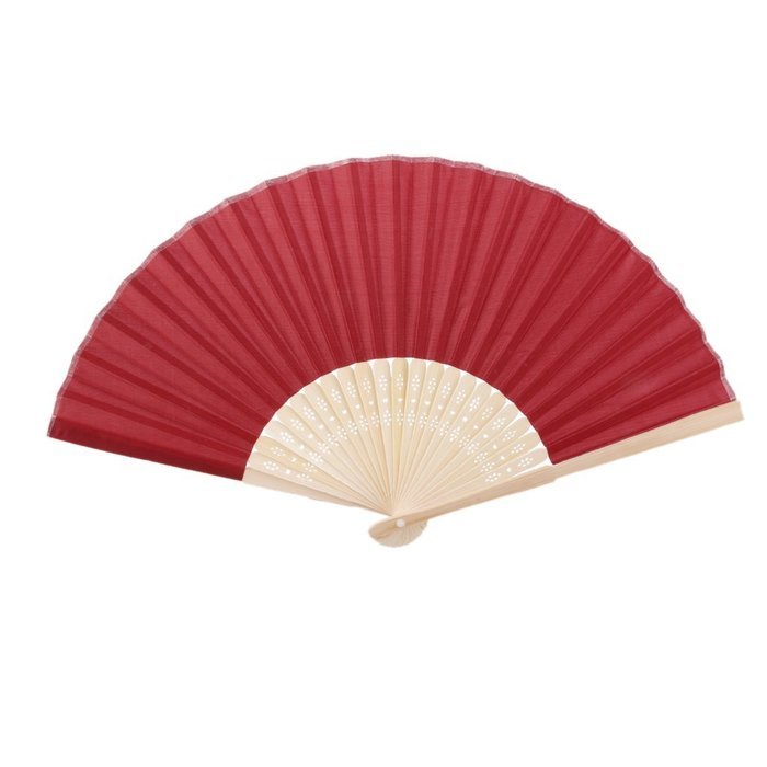 Chinese Folding Bamboo Fan Retro Hand Fan Wedding Party Favor Fan Wine Red N2