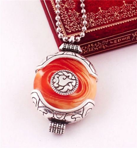 Fashion Jewelry Charm Women Retro Silver Plated Round Turquoise Pendant Necklace N2