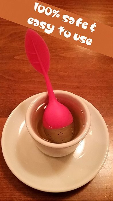 4-Pack Cozy Brew Loose Leaf Silicone Stainless Steel Tea Infuser with Drip Tray N2