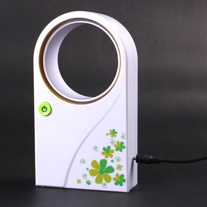 Fashion Beautiful USB Mini No Leaf Fan Bladeless Refrigeration Desktop Portable Air Conditioner 2 Colors (Green) N6