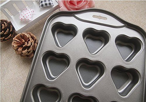 12 Mini Cheesecake Pan, Hineway 12 Cups Heart-shaped Muffin Cake Mold Baking Tools