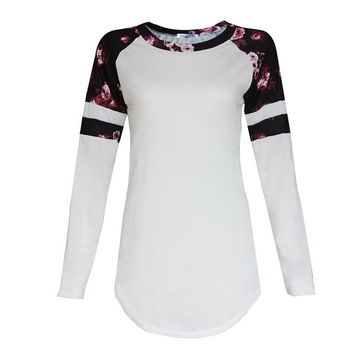 Pullover Blouse, Morecome Women Floral Splice Printing Long Sleeve Round Neck Topss N3