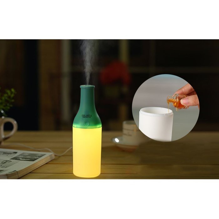 Mini Humidifier Home Air Diffuser USB Portable Cool Bottle Design LED Night Light Aromatherapy Mist Maker (Pink) N9