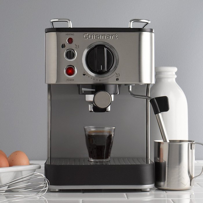 Cuisinart Stainless Steel 1000-Watt 15-Bar Espresso Maker with Stainless Steam Nozzle Built-In Cup Warming Tray