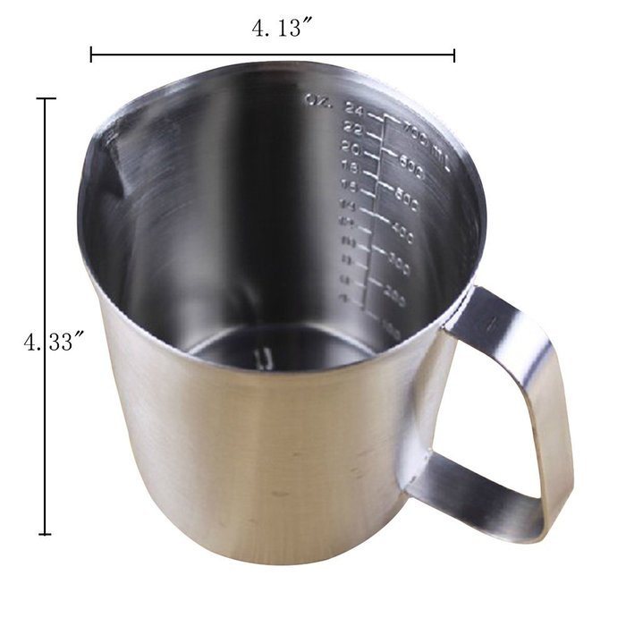 Da Jia 16.9 Ounce Stainless Steel Handle Frothing Pitcher With Inside Measurements For Coffee, Latte & Milk (23.6...