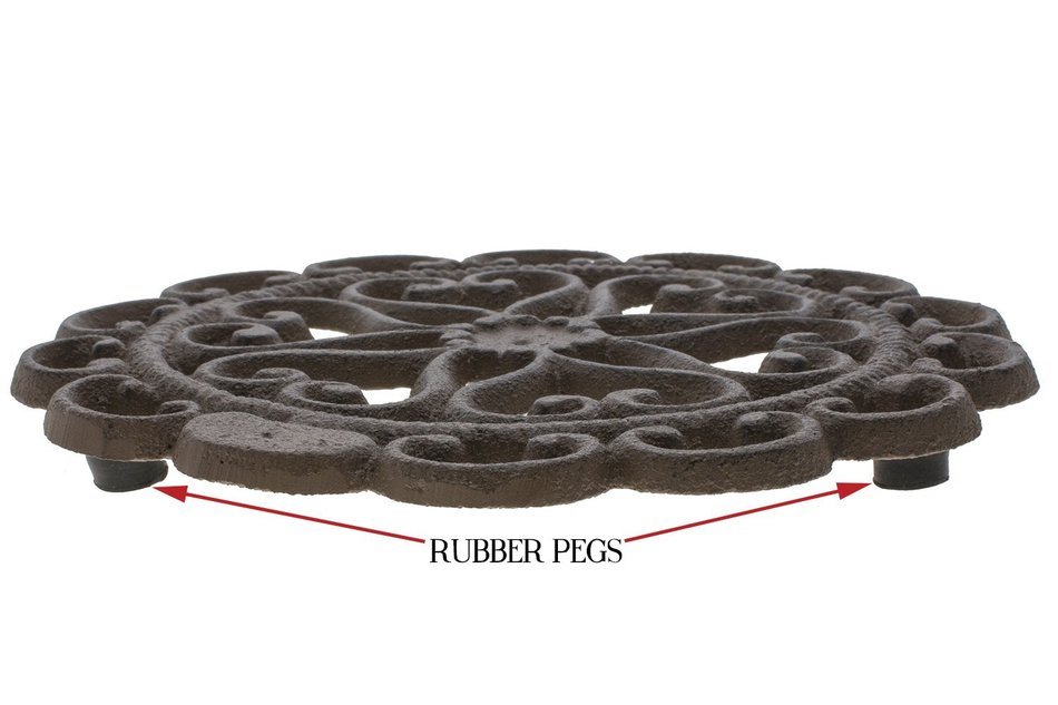Cast Iron Trivet | Round with Vintage Pattern | Decorative Cast Iron Trivet For Kitchen Or Dining Table | 7.7... N2