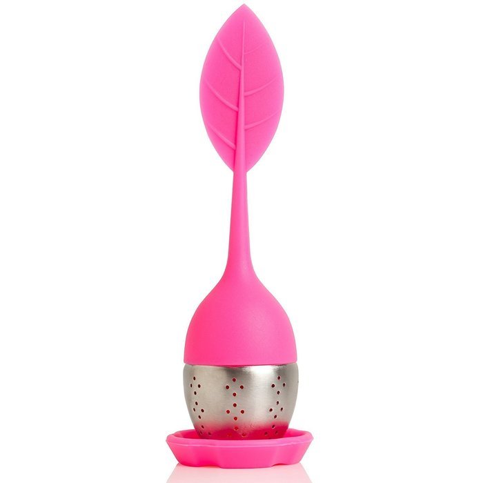 AKOAK Set of 2 Premium Food Grade Silicone and Stainless Steel Ball Loose Leaf Tea Infuser(Rose Red)