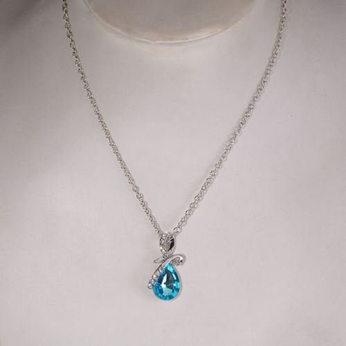 Charm New Girl's Women's Rhinestone Chain Crystal Necklace Pendant W87 (blue) N5