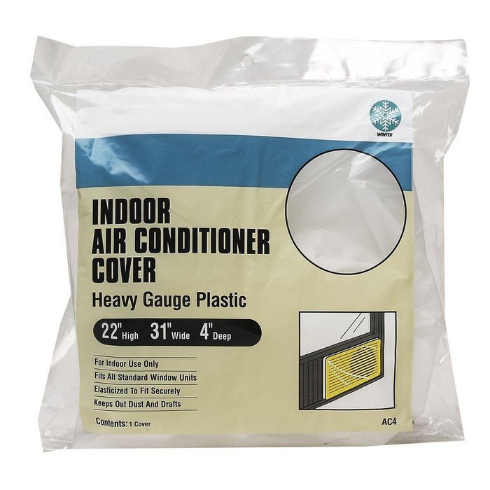 1 X Heavy Gauge Plastic Vinyl Elastic Indoor Window Air Conditioner Cover, 22" x 31" x 4" N3