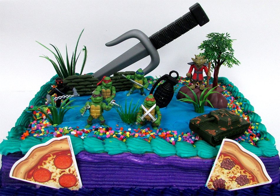Teenage Mutant Ninja Turtles 17 Piece Birthday Cake Topper Set Featuring Sensei Splinter, Donatello, Leonardo,...