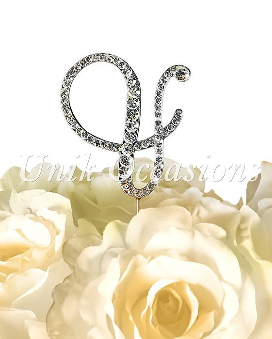 Victorian Collection Monogram Rhinestone Cake Topper - Large - Silver (4.75" Tall) (Letter M) N5