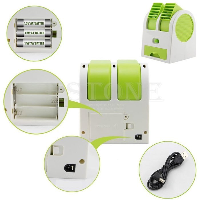 Mini Small Fan Cooling Portable Desktop Dual Bladeless Air Conditioner USB (Purple) N9