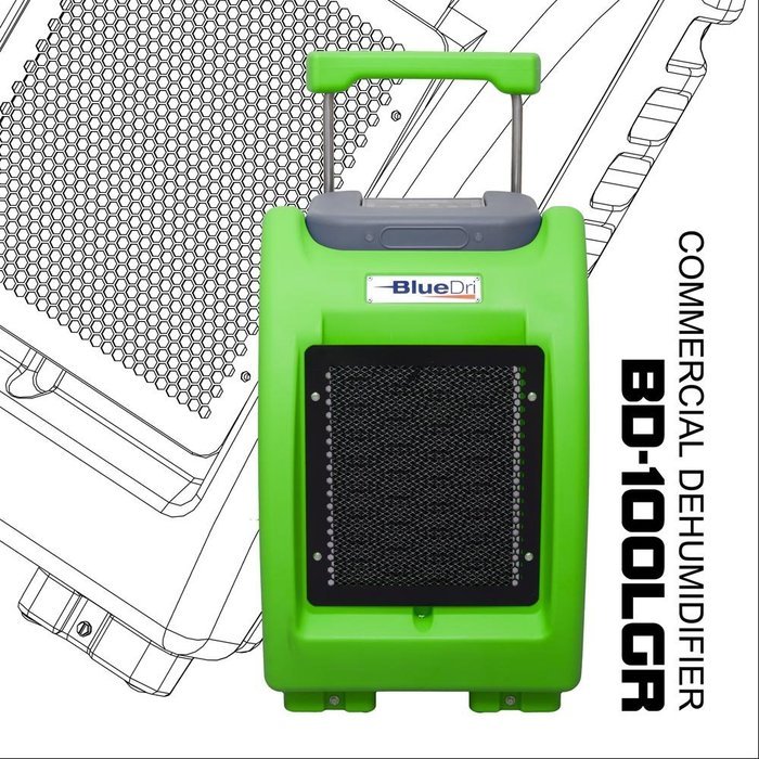 BlueDri BD-100LGR-BLUE 100-Pint AHAM High Performance Commercial Dehumidifier, Blue N3