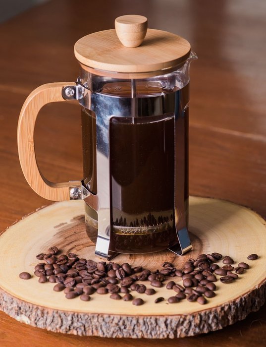 Gourmet 1 Liter Stainless Steel, Glass, and Bamboo French Press Coffee Brewer