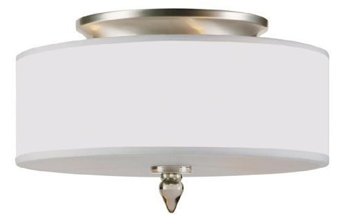 9503-SN Luxo 3LT Semi-Flush, Satin Nickel Finish and White Semi-Sheer Shade by Crystorama Lighting Group