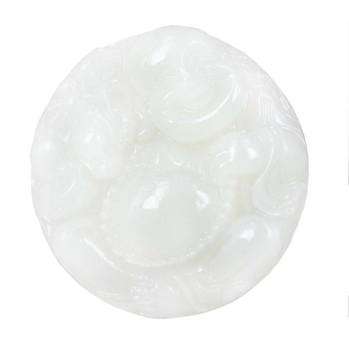 Chinese Culture /White Jade / Lucky God White Rune Carving Pendant (set4) N15