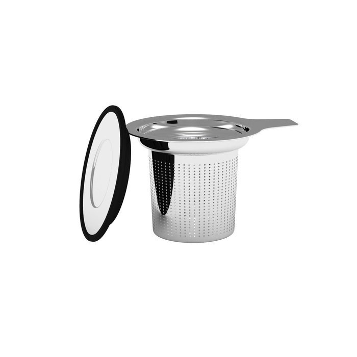 Mind Reader 'Fuse' Stainless Steel Loose Leaf Tea Infuser with Lid,spoon, Silver/ Black
