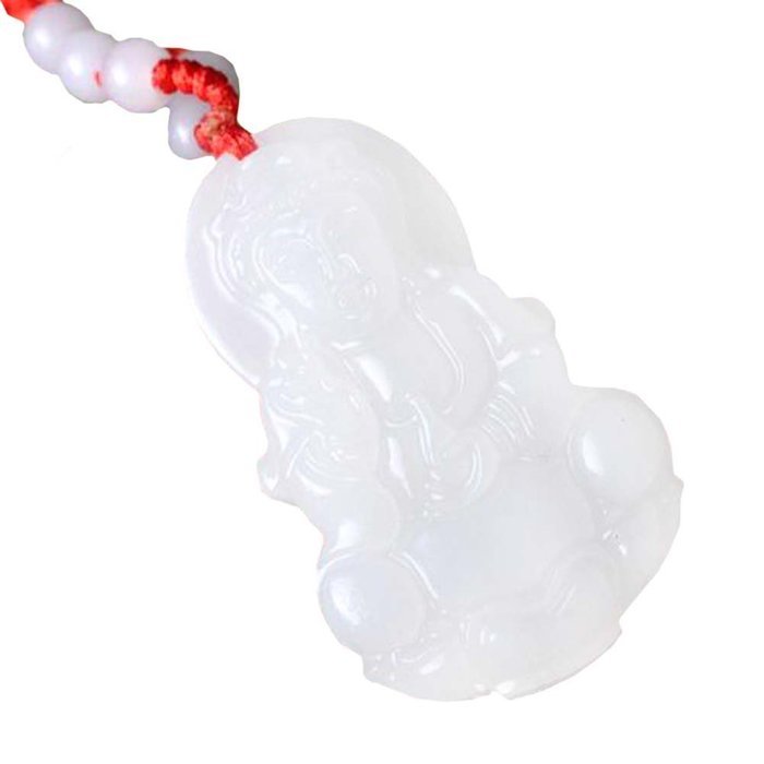 Chinese Culture /White Jade / Lucky God White Rune Carving Pendant (set4) N17