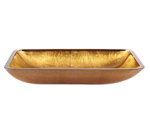 Kraus GVR-210-RE-CH Golden Pearl Rectangular Glass Vessel Bathroom Sink with PU Chrome by Kraus