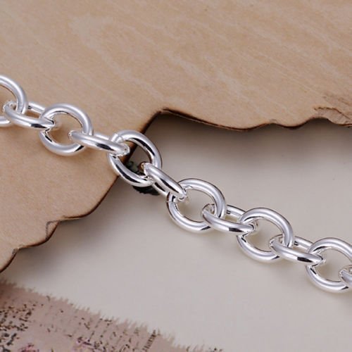 New Women 925 Silver Sterling Plated Charm Cute Chain Link Gift Bracelets Bangle N3
