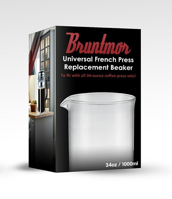 Bruntmor Universal Replacement beaker Spare Heat & Shock resistant Borosilicate Glass Carafe for French Press...