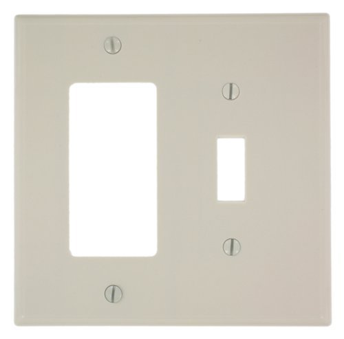 Leviton 80605-T 2-Gang 1-Toggle 1-Decora/GFCI Device Combination Wallplate, Midway Size, Thermoset, Device Mount...