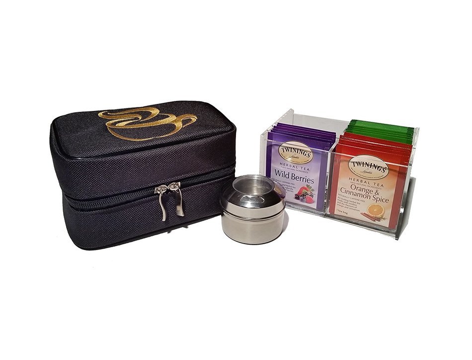 Teacaso Travel Tea Chest Organizer w/ Tea Bags and Spice Jar N2