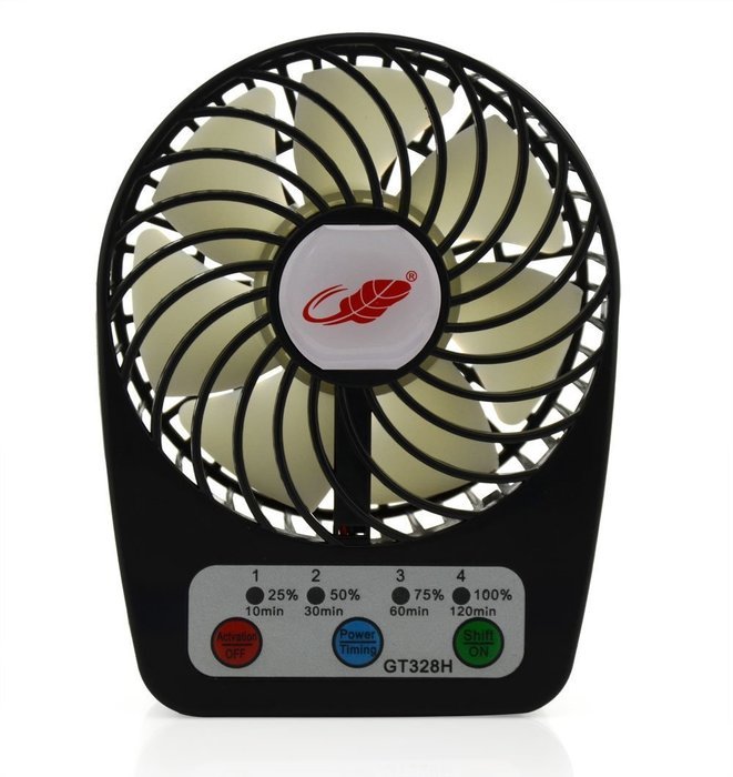 Mini Table Fan, Findway 4 Speeds Portable Handheld Rechargeable Desktop Fan with Timing Setting Fuction (Black) N9