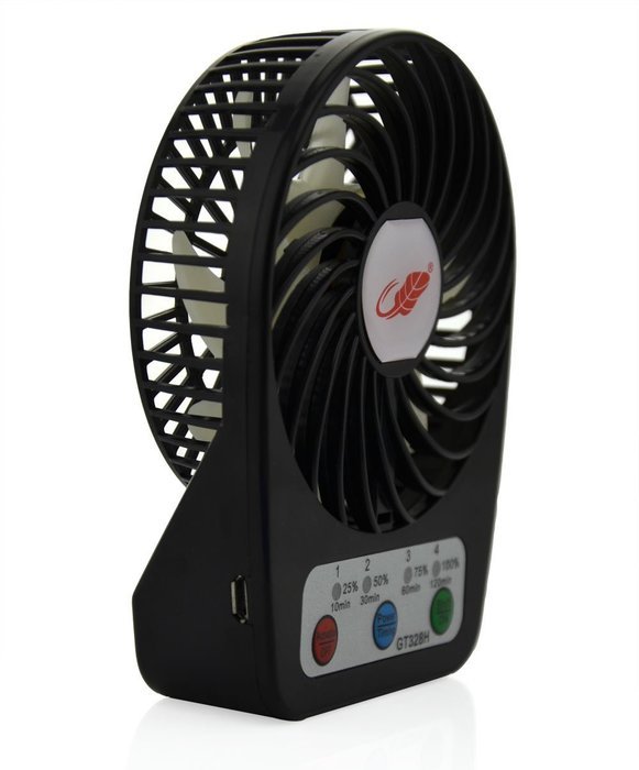 Mini Table Fan, Findway 4 Speeds Portable Handheld Rechargeable Desktop Fan with Timing Setting Fuction (Black) N10