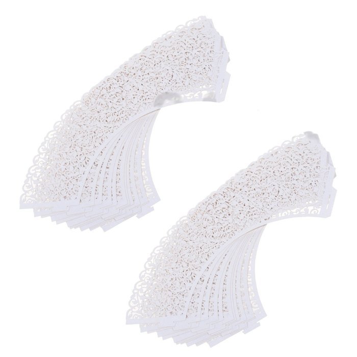 Ehonestbuy 24pcs Flower Vine Filigree Cupcake Wrapper Wraps Cases Liner Wedding Party Cake Decoration (White)