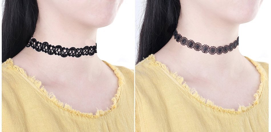 CrazyPiercing 6 Pcs Set Choker Necklaces for Women Girls Black Velvet Tattoo Choker Collar Lace Gothic Vintage... N18