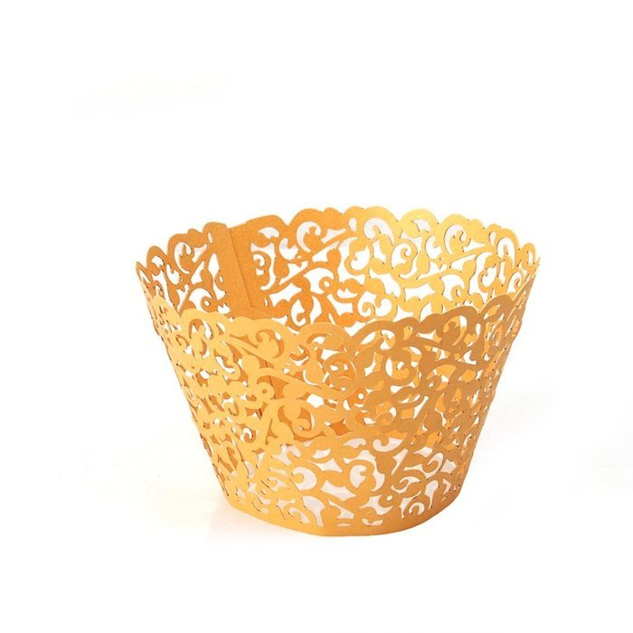 Ehonestbuy 24pcs Flower Vine Filigree Cupcake Wrapper Wraps Cases Liner Wedding Party Cake Decoration (White) N2