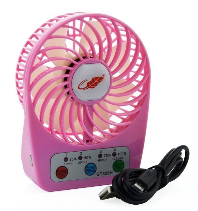 Mini Table Fan, Findway 4 Speeds Portable Handheld Rechargeable Desktop Fan with Timing Setting Fuction (Black) N14