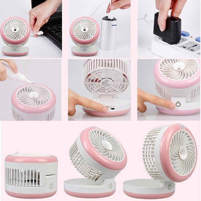 KING DO WAY 4 Mode Table Fans Portable Desktop Rechargeable USB Mini Desk Fans - Misting Cooling Spray Fan - Humidifier... N5