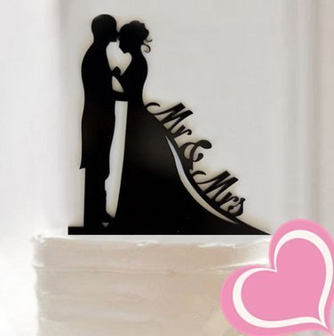 Mr & Mrs Bride and Groom Silhouette Wedding Cake Topper Pick COVERED WITH A PROTECTIVE LAYER WHICH SHOULD BE TORN... N8