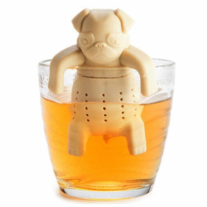 GOOTRADES Silicone Tea Coffee Infuser Pug In A Mug Teapot Herbal Spice Strainer Filter (Beige) N3