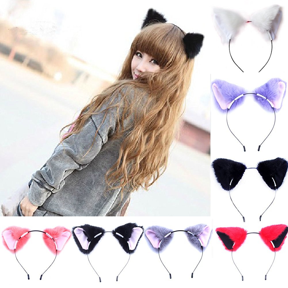 E-TING Cat Fox Long Fur Ears Anime Cosplay Headband - Foto 8