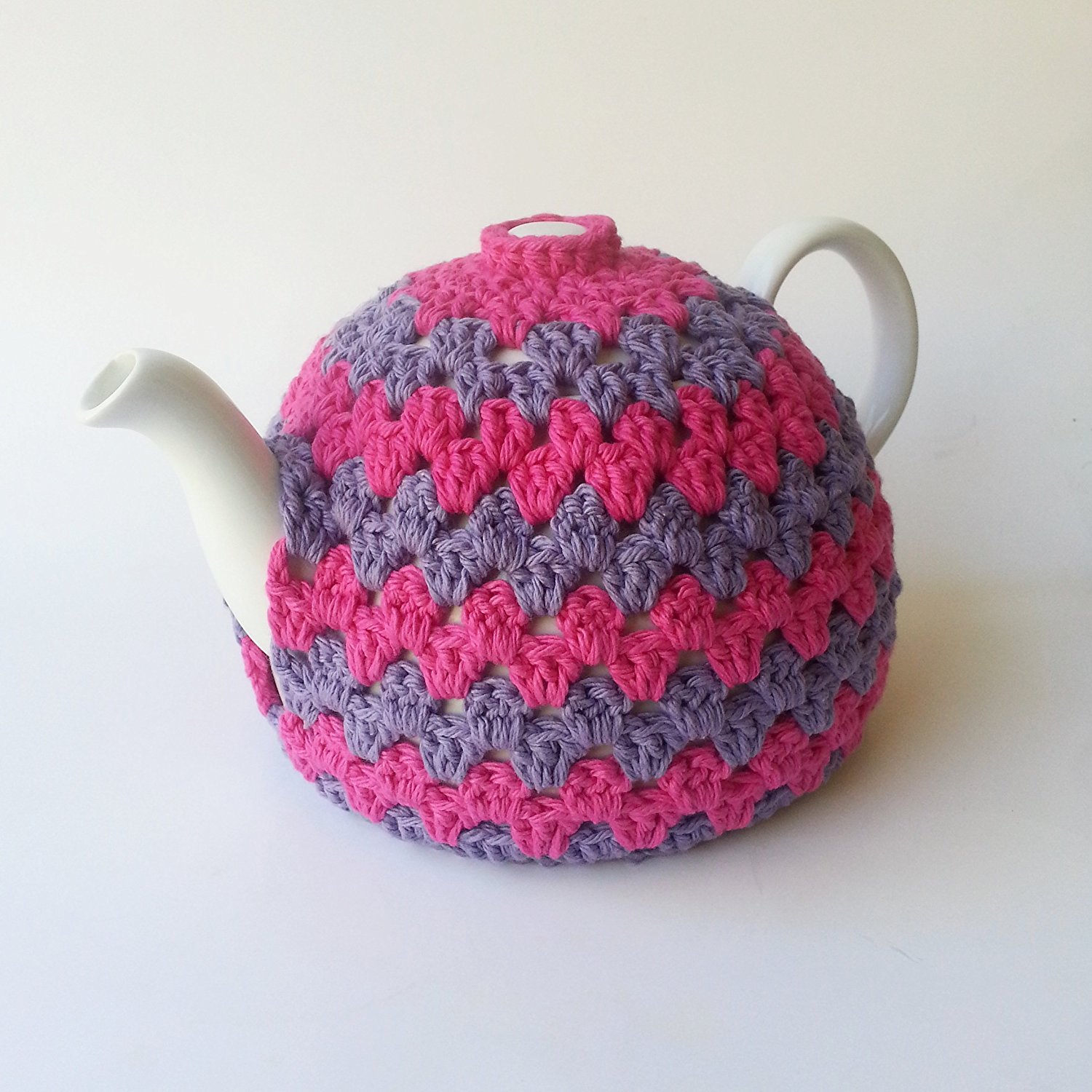 Crochet Tea Pot Cozy Hot Pink and Lavender Cotton Yarn free image download