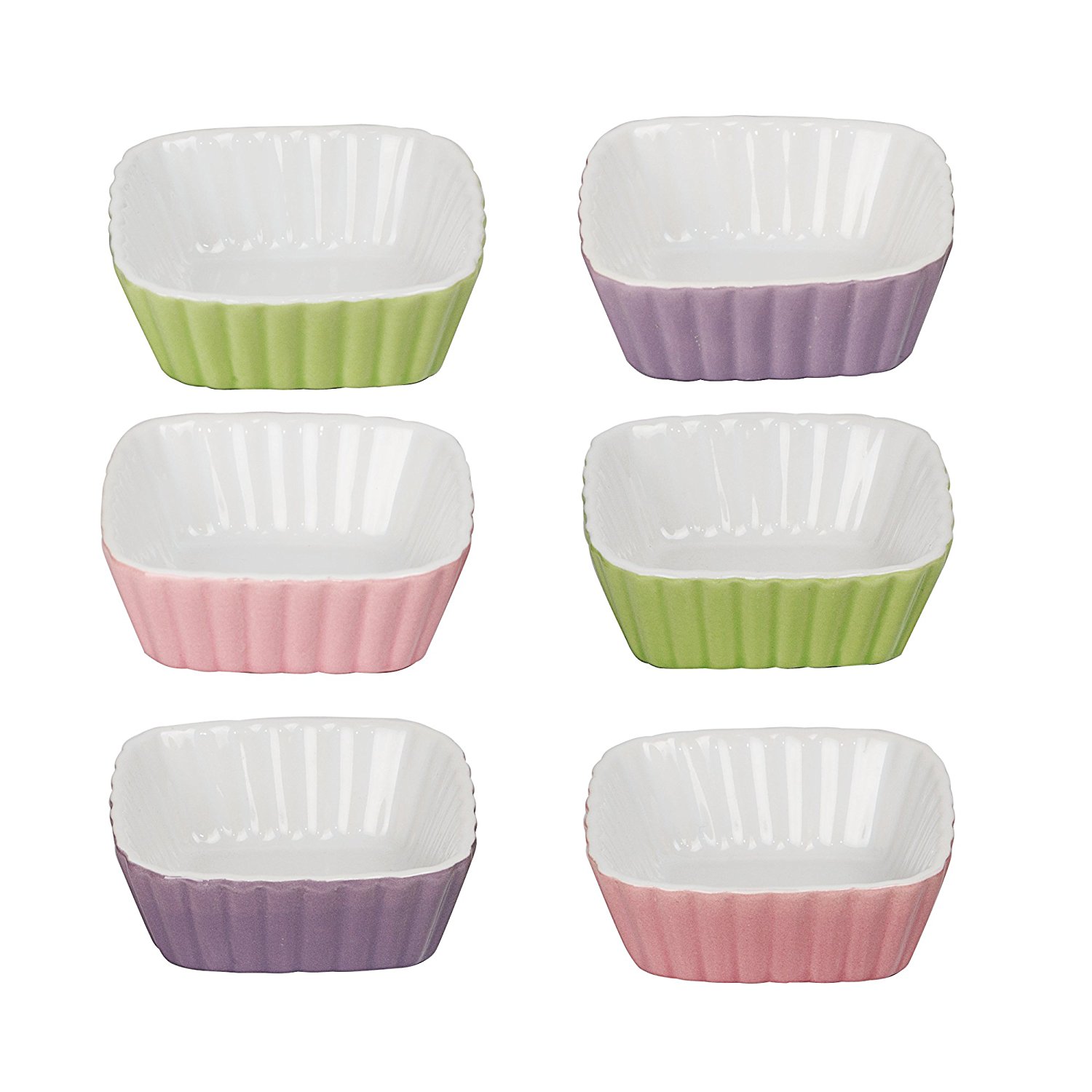 DOYOLLA Set of 6 Square Shaped Porcelain Oven Safe Ramekin Dessert ...