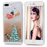 Badalink iPhone 7 Plus Case (5.5") Christmas Tree Liquid Case Clear Hard PC Case Bling Shiny Glitter Liquid Flowing... N28