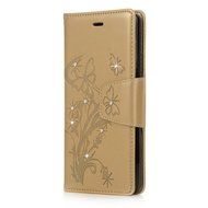 (Not for S7) S7 Edge Case,Galaxy S7 Edge Case - Badalink Embossed Butterflies Wallet Flip Cover with Bling Diamonds... N18