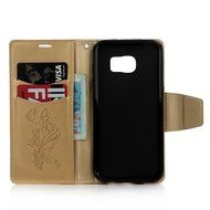 (Not for S7) S7 Edge Case,Galaxy S7 Edge Case - Badalink Embossed Butterflies Wallet Flip Cover with Bling Diamonds... N19