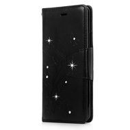 (Not for S7) S7 Edge Case,Galaxy S7 Edge Case - Badalink Embossed Butterflies Wallet Flip Cover with Bling Diamonds... N20