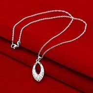 20" Women Nice Jewelry Silver Hollow Flower Pendant Necklace Chain N2
