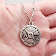 45 WEIGHT PLATE NECKLACE Charm Chain Fitness Weightlifting Gym crossfit