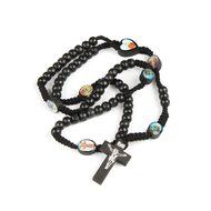 2 X pieces Unique Wooden Beads Rosary Catholic Necklace Holy Soil Medal &amp; Cross (Brown) N4